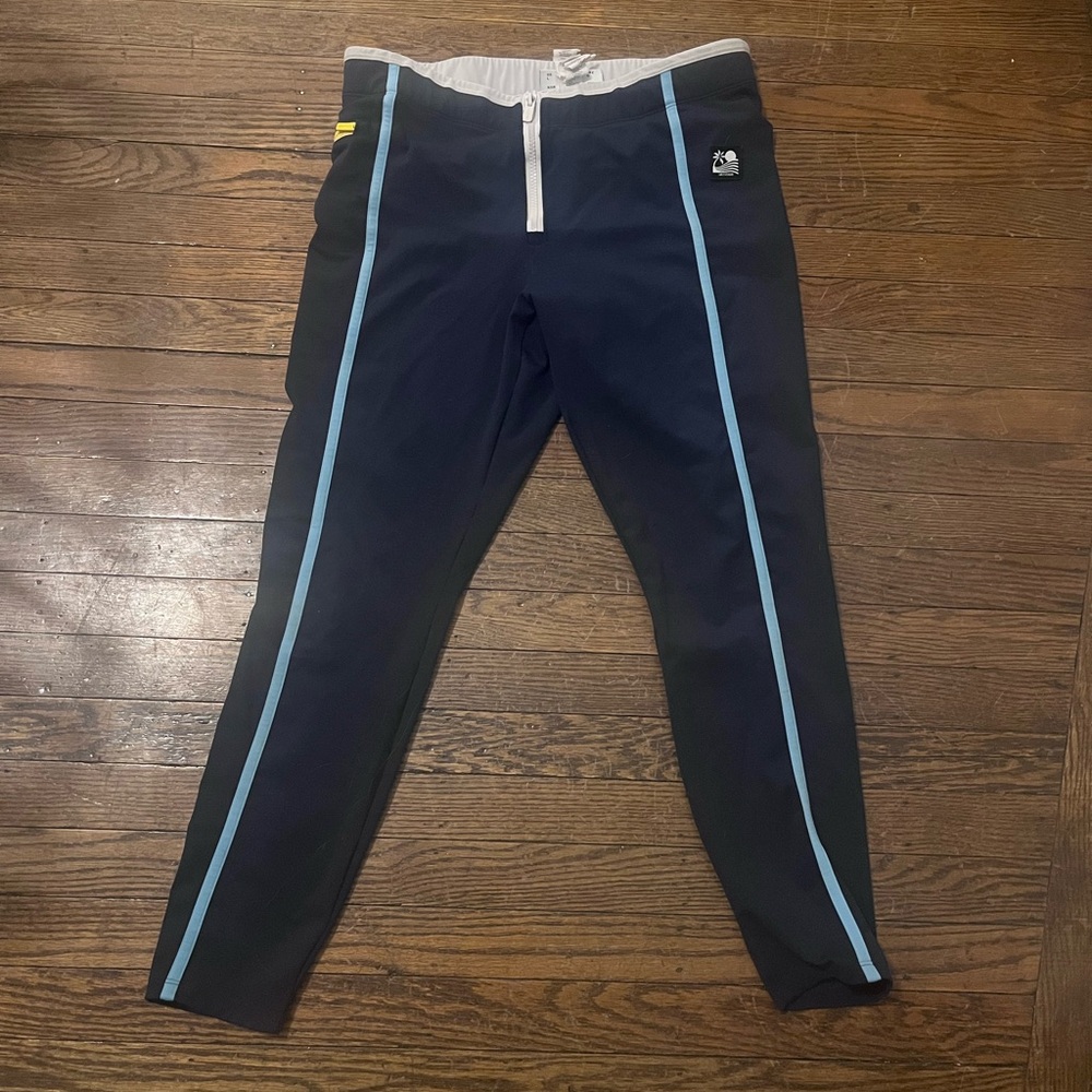 STAUD Blue Leggings with Blue Stripes